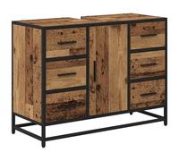 HETFTJN Mobile da Bagno 80x33x60 cm con 6 Cassetti e 1 Anta Legno Vecchio