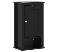 HETFTJN Mobile da Bagno a Muro BERG Nero 40x27x71,5 cm Massello Pino | Mobiletto sospeso salvaspazio con 1 anta e 3 ripiani interni per organizzare la toilette ottimizzando la superficie.