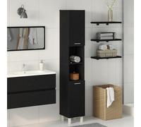 HETFTJN Mobile da Bagno Armadio Salvaspazio Stretto Alto in Legno Ingegnerizzato Rovere Nero 30x30x179 cm con 6 Scomparti Organizzazione Verticale per Bagno Piccolo o Grande
