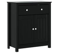 HETFTJN Mobile da Bagno BERG Nero 69,5x34x80 cm in Legno Massello Pino | Mobiletto multiuso con 1 cassetto e 2 ante per bagno e lavanderia, finitura UV liscia facile da pulire con maniglie.