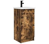HETFTJN Mobile da bagno con lavabo e rubinetto, moderno set di mobili da bagno in legno, lavabo compatto per bagno degli ospiti e ristrutturazione, 42 x 40 x 84,5 cm, rovere affumicato