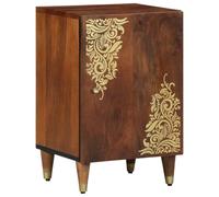 HETFTJN Mobile da Bagno in Legno di Mango Marrone 38 x 33 x 58 cm | Mobiletto stretto salvaspazio con decorazione dorata e manopole in ottone, ottimo per riordinare bagno, soggiorno e ingresso.