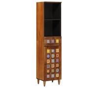 HETFTJN Mobile da Bagno in Legno Massello di Mango Noce 38x33x160 cm | Colonna salvaspazio per bagno con cassetto e gambe metalliche, ideale per organizzare al meglio piccoli spazi in casa.