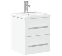 HETFTJN Mobile da Bagno Sospeso con Lavabo in Ceramica Bianco 41x38,5 cm | Mobiletto a parete con capiente cassetto, rubinetto e piletta inclusi. Soluzione salvaspazio per un bagno moderno.