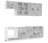 HETFTJN Mobile da Cucina Componibile 8 Pezzi Legno Grigio Cemento | Set di credenze moderne per la tua cucina con piedini regolabili per la massima stabilita su ogni pavimento