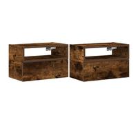 HETFTJN Mobile Ingresso Salvaspazio Comodini Camera da Letto Moderni Mobiletto Ingresso Mobiletto Basso - Comodini a Muro 2 pz Rovere Fumo 45x26x28,5 cm per Bagno Cucina Salotto Balcone