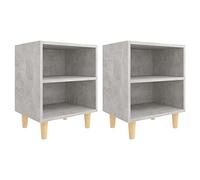 HETFTJN Mobile Ingresso Salvaspazio Comodini Camera da Letto Moderni Mobiletto Salvaspazio Bedside Table - Comodini Gambe in Legno Massello 2pz Grigio Cemento 40x30x50 cm per Bagno Ingresso Balcone