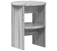 HETFTJN Mobile laterale in Sonoma grigio, tavolino con ripiani, comodino rotondo in legno, comodino compatto per soggiorno e camera da letto, Ø 40 x 50 cm