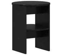 HETFTJN Mobile laterale nero, tavolino rotondo con ripiani, Ø 40 x 50 cm, moderno comodino in legno per soggiorno e camera da letto, mobile compatto