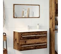 HETFTJN Mobile Lavabo Bagno Salvaspazio Stretto Legno Antico 80x38,5x48cm Multistrato Design Retrò Elegante per Sottolavabo Arredo