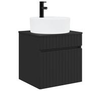 HETFTJN Mobile Lavabo da Parete Nero 49x44,5x65 cm Mobile Bagno | Mobile sospeso salvaspazio per il bagno, dotato di pratici cassetti contenitori per organizzare ogni accessorio.