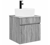 HETFTJN Mobile Lavabo Sospeso da Parete Grigio Sonoma 49x44,5x65 cm | Mobiletto da bagno compatto con cassetti salvaspazio, ideale per organizzare accessori nel bagno moderno.