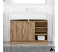 HETFTJN Mobile per Lavabo in Legno Ingegnerizzato Rovere Artigianale 90x29x55 cm, Mobiletto Bagno Salvaspazio Stretto con 2 Ante e 3 Scaffali, Design Moderno Multiuso per Interni