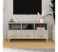 HETFTJN Mobile per TV, grigio cemento, 102 x 36 x 50 cm, in legno e legno massello di eucalipto, moderna credenza con molto spazio, stabile e facile da montare per soggiorno e angolo di