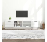 HETFTJN Mobile per TV, set da 2 pezzi, 80 x 35 x 36,5 cm, in legno bianco lucido, con 3 scomparti e cassetto, moderno tavolo per la TV, per soggiorno, camera da letto, corridoio