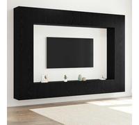 HETFTJN Mobile per TV, set da 8 pezzi, in rovere nero, 100 x 30 x 30 cm, montaggio a parete, in materiale di legno, design moderno, con porte, salvaspazio, per soggiorno, corridoio, camera da letto