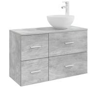 HETFTJN Mobile Set Bagno 2 Pz Grigio Cemento con Lavabo Rubinetto | SoluzioneSalvaSpazio: mobiletto 49.5x41x80cm e armadietto 30x41x50cm in legno ingegnerizzato per organizzare il tuo bagno.