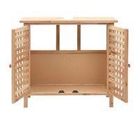 HETFTJN Mobile Sottolavabo in Legno Massello Noce 66x29x61 cm | Mobiletto salvaspazio da bagno con 2 ante a reticolo traspiranti per organizzare accessori sotto il lavandino