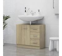 HETFTJN Mobile Sottolavabo per Bagno Salvaspazio in Legno Multistrato Rovere Sonoma 63x30x54 cm con 3 Cassetti Design Lineare per Ambiente Ordinato