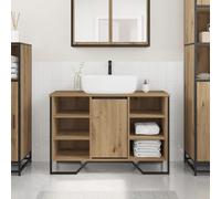 HETFTJN Mobile Sottolavabo Salvaspazio per Bagno in Legno Ingegnerizzato Rovere Artigianale 91x35x60 cm Marrone Rettangolare con Porta Scorrevole e Mensole Integrate per Spazi Moderni