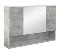 HETFTJN Mobile Specchio Bagno a Parete Grigio Cemento 80x17x55 cm | Pensile salvaspazio da parete per il bagno con 3 ante a specchio e pratici ripiani per organizzare gli accessori.