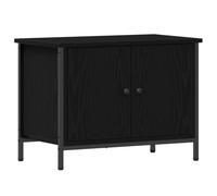 HETFTJN Mobile TV 60x35x45 cm Legno Ingegnerizzato Rovere Nero | Mobiletto basso porta TV con ante e ripiano, ideale per ottimizzare lo spazio in soggiorno o camera da letto.