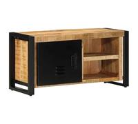 HETFTJN Mobile TV 80 x 30 x 40 cm in legno massello di mango e ferro, design industriale con 2 ripiani e porta, robusto comò TV per soggiorno e camera da letto