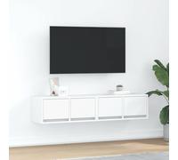 HETFTJN Mobile TV a Parete 2 Pezzi Bianco Legno Multistrato 60x31x25,5 cm con Cassetti Design Salvaspazio per Soggiorno Moderno