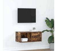 HETFTJN Mobile TV a Parete in Legno Multistrato Rovere Fumo 60x31x25,5 cm con Cassetto, Mobiletto Salvaspazio per Soggiorno Montato a Muro per Ottimizzare Spazio