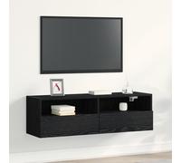 HETFTJN Mobile TV a Parete Nero Rovere 100x30x30 cm Legno Ingegnerizzato Supporto TV con Scaffali e Cassetti Design Salvaspazio per Soggiorno Moderno