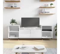 HETFTJN Mobile TV basso in bianco lucido, 160 x 35 x 55 cm, in legno e metallo, con sei scomparti e pratiche porte, credenza moderna per soggiorno, ufficio, corridoio