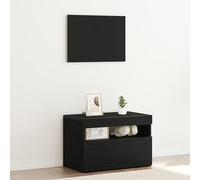 HETFTJN Mobile TV con Luci LED in Legno Ingegnerizzato Rovere Nero 60x35x40 cm, Mobiletto per Soggiorno Moderno con Scaffali Flottanti e Ampio Spazio di Archiviazione per TV e Dispositivi