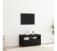 HETFTJN Mobile TV con Luci LED Porta TV in Rovere Nero Legno Ingegnerizzato 75x35x40 cm Design Funzionale per Soggiorno Moderno e Home Theatre