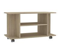 HETFTJN Mobile TV con ruote, in rovere Sonoma, 80 x 40 x 45 cm, in legno, con 4 scomparti aperti, moderno mobile TV per soggiorno e camera da letto