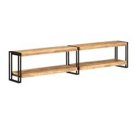 HETFTJN Mobile TV da 200 x 30 x 40 cm, in legno massiccio di mango e metallo, elegante mobile basso con ripiani, stabile tavolino per TV dal design industriale per soggiorno, unico in legno naturale