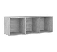 HETFTJN Mobile TV Grigio Cemento 107x35x37 cm in Legno Multistrato | Supporto TV versatile per soggiorno e studio, posizionabile in orizzontale o verticale con tre scomparti aperti.