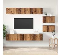 HETFTJN Mobile TV Lowboard Set da 8 pezzi in legno vecchio 60 x 30 x 30 cm in legno con ante a cerniera, credenza salvaspazio per soggiorno, camera da letto