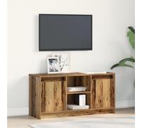 HETFTJN Mobile TV Soggiorno in Legno Ingegnerizzato con Finitura Rustica e Ante Scorrevoli, Mobile per Televisore Salvaspazio, 100x34.5x50 cm, Marrone per Appartamento