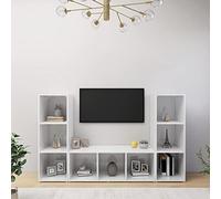 HETFTJN Mobile TV Soggiorno Moderno Bianco Legno Multistrato 3 Pezzi 107x35x37 cm per TV Organizzato Orizzontale o Verticale