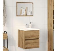 HETFTJN Mobiletto Bagno Salvaspazio con Foro per Lavello in Legno Tecnico Rovere Artigianale, Mobile Sospeso da Parete 41x38,5x45 cm con Ampio Spazio di Archiviazione per Articoli da Toeletta