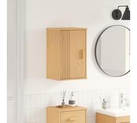 HETFTJN Mobiletto Bagno Salvaspazio Stretto in Legno Massello di Pino con Scaffale, Design Minimalista 35x30x55 cm Beige per Interni