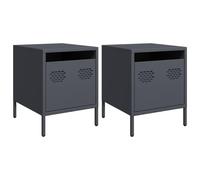 HETFTJN Mobiletto Basso Mobiletto Ingresso Mobile Cameretta Mobile Ingresso Moderno - Comodini 2 pz Antracite 35x39x43,5 cm in Acciaio per Balcone Ingresso Camera Da Letto Bagno