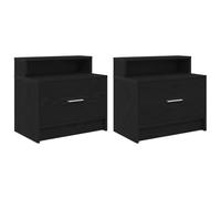 HETFTJN Mobiletto Basso Mobiletto Ingresso Mobile Cameretta Mobile Ingresso Moderno - Comodini con Cassetto 2 pz Rovere Nero 51x31x47 cm per Balcone Cucina Camera Da Letto Bagno