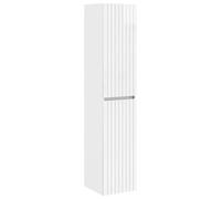 HETFTJN Mobiletto da Bagno a Muro Sospeso Bianco Lucido 33x34,5x160 cm | Armadio verticale salvaspazio in legno ingegnerizzato lucido per organizzare accessori ed essenziali in bagno o lavanderia.
