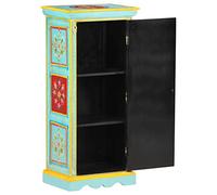 HETFTJN Mobiletto in Legno Massello di Mango Dipinto a Mano 40x30x90cm | Credenza multicolore salvaspazio per soggiorno o ingresso con tre ampi ripiani interni, gia montata.