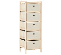 HETFTJN Mobiletto Multiuso 5 Cesti Tessuto Legno Cedro Beige 2 pz | Struttura 32x26x93 cm in legno con 5 cesti in tessuto, ideale per ordinare piccoli oggetti in ingresso, bagno e soggiorno.
