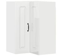 HETFTJN Mobiletto Pensile Angolare Cucina Kalmar Bianco Lucido 57x57x80cm | Ottimizza l'angolo della cucina con questo pensile in legno ingegnerizzato dotato di 2 ante e 3 ripiani.