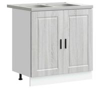 HETFTJN Mobiletto per Lavabo con Lavello Grigio 80x46x81,5 cm 2 pz | Soluzione salvaspazio per il bagno moderno con ampio vano portaoggetti a doppio sportello e finitura grigio elegante.