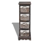 HETFTJN Mobiletto Stretto in Legno Paulownia con 4 Cesti Marrone | Soluzione salvaspazio compatta da 25x28x74 cm per ordinare piccoli oggetti in bagno, soggiorno o corridoio.