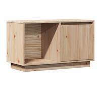 HETFTJN Mobiletto TV 74x35x44 cm in Legno Massello di Pino Grezzo | Mobiletto basso rustico per soggiorno con anta reversibile a destra o sinistra e due vani interni spaziosi.